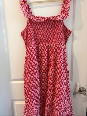 Vineyard Vines Girls Red and White Patterned Maxi Sundress
